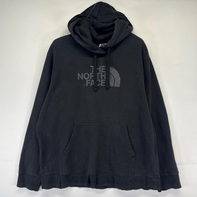 古着 ザ・ノースフェイス THE NORTH FACE パーカー プルオーバー ビッグプリントロゴ スウェット XL ブラック系 プリント メンズ