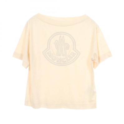 モンクレール MONCLER ロゴ ボートネック 半袖Tシャツ 衣料品 トップス コットン メンズ アイボリー系 8C00032 【中古】