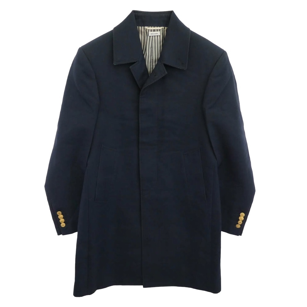 THOM BROWNE トムブラウン コート コットン トリコロール バルカラー コート ネイビー ネイビー系【中古】