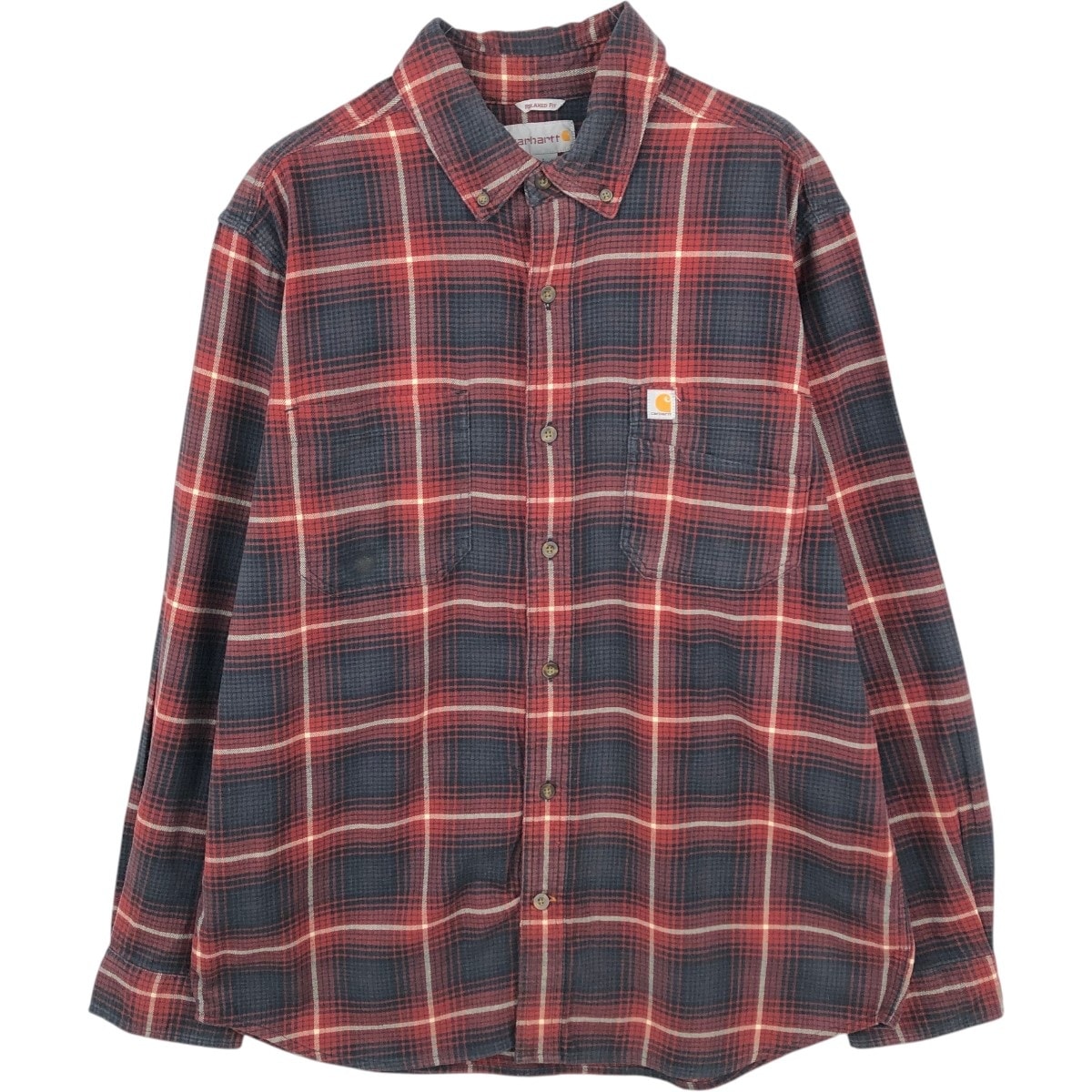 古着 カーハート Carhartt RELAXED FIT 長袖 ボタンダウン ライトネルチェックシャツ メンズL相当/eaa662103