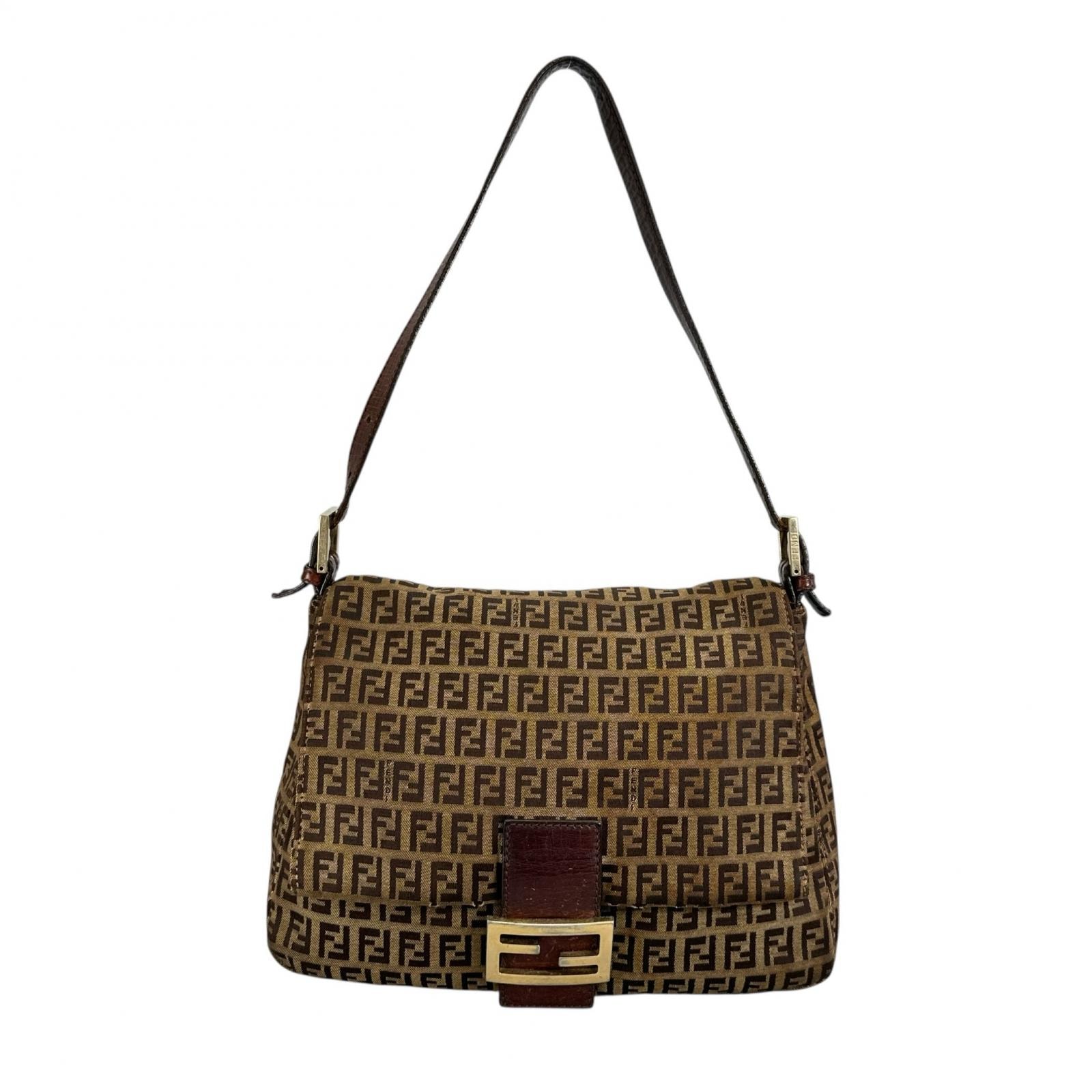 FENDI フェンディ マンマバケット ズッキーノ 2408-8BR001 ショルダーバッグ キャンバス ブラウン レディース I’m just【中古】