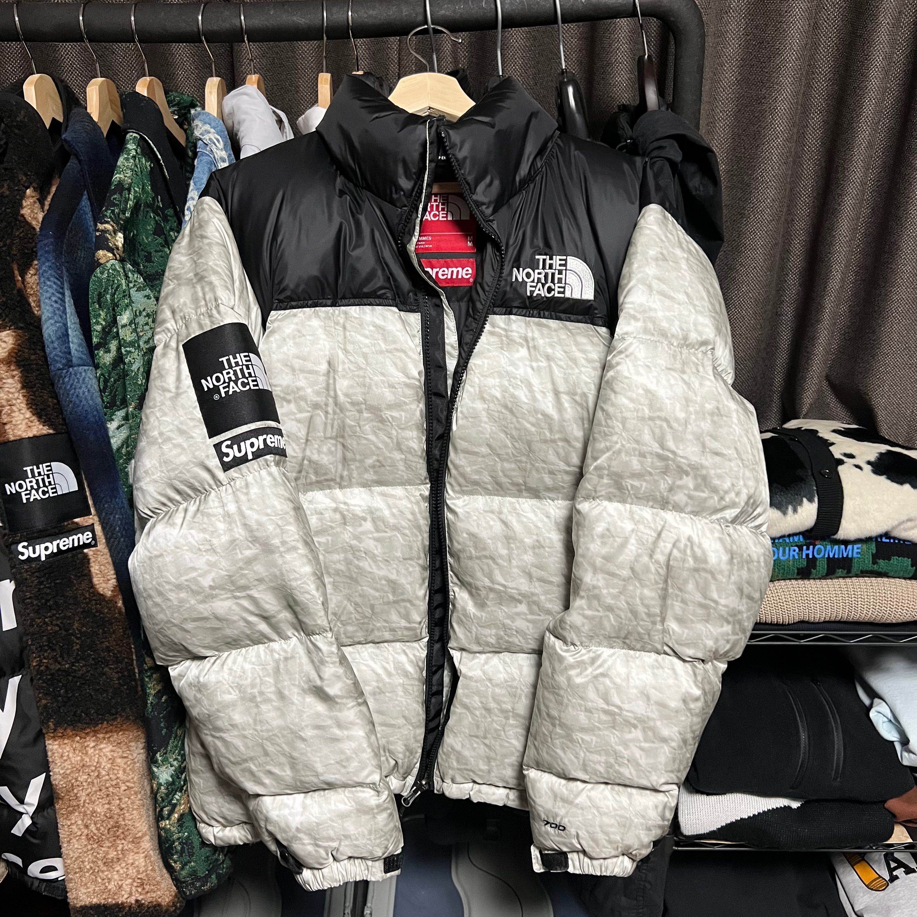Supreme x The North Face Nuptse Jacket "White Paper Print"