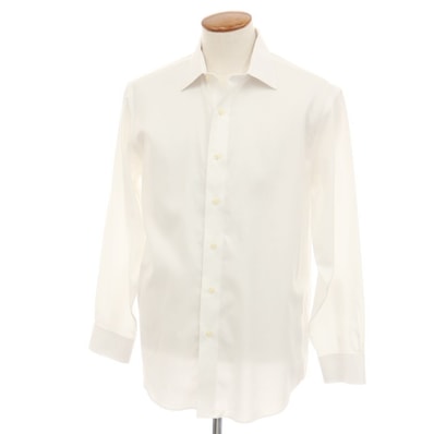 【中古】ブルックスブラザーズ Brooks Brothers コットン レギュラーカラー ドレスシャツ ホワイト【サイズ15.5】【メンズ】