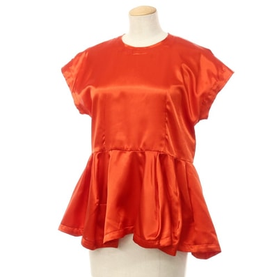 【中古】コムデギャルソン COMME des GARCONS 2023年秋冬 ポリエステル フリル ブラウス レッド【サイズXS】【レディース】