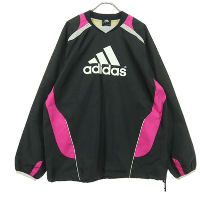 adidas アディダス プリントロゴ 長袖 裏メッシュ ピステ L ブラック