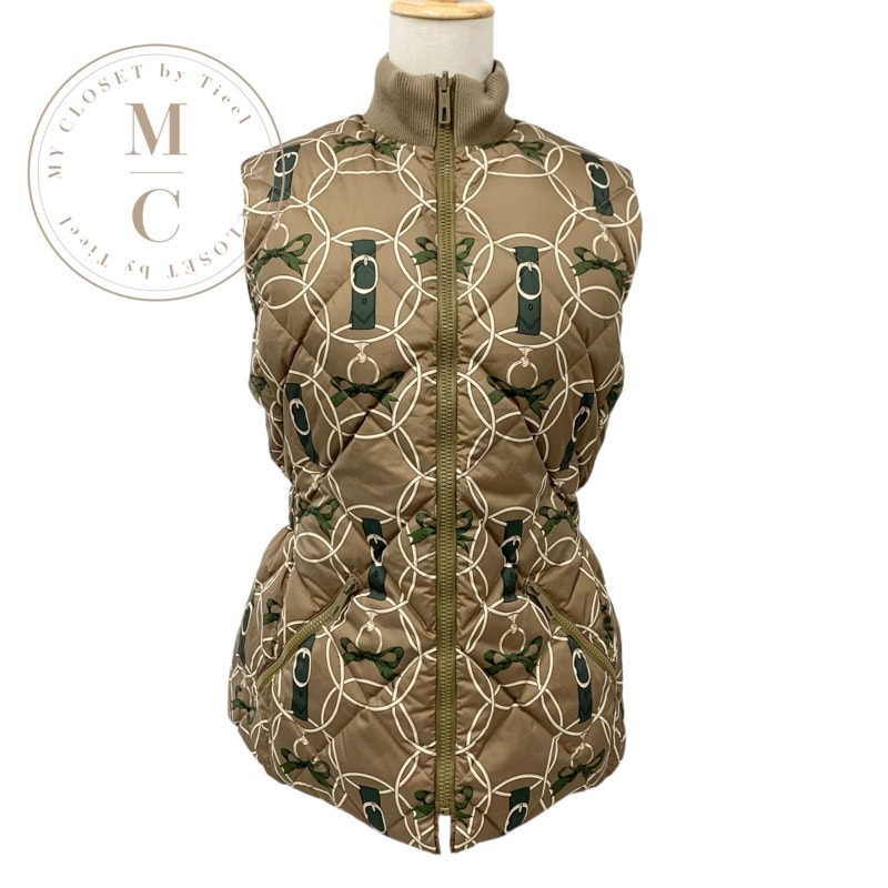 エルメス HERMES アウター ポリエステル ダウンベスト Promenade du Matin リバーシブル ベージュ