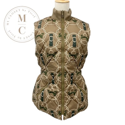 エルメス HERMES アウター ポリエステル ダウンベスト Promenade du Matin リバーシブル ベージュ