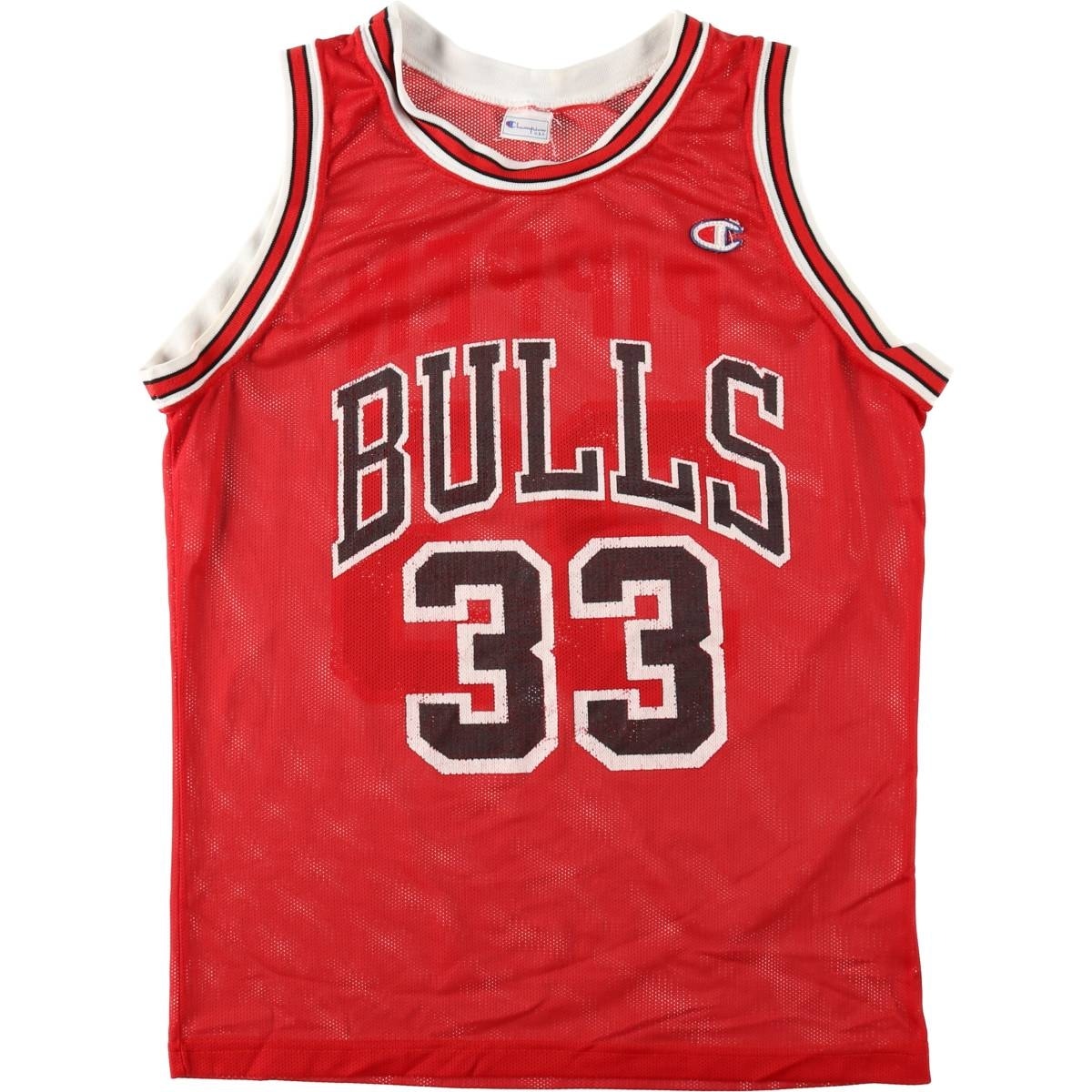 古着 90年代 チャンピオン Champion NBA CHICAGO BULLS シカゴ ブルズ メッシュ ゲームシャツ レプリカユニフォーム メンズS相当 ヴィンテージ/eaa644999