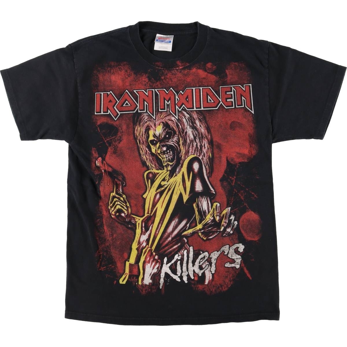 古着 00年代 ヘインズ Hanes IRON MAIDEN アイアンメイデン ドクロ柄 スカル柄 大判プリント バンドTシャツ バンT メンズM相当/eaa547185