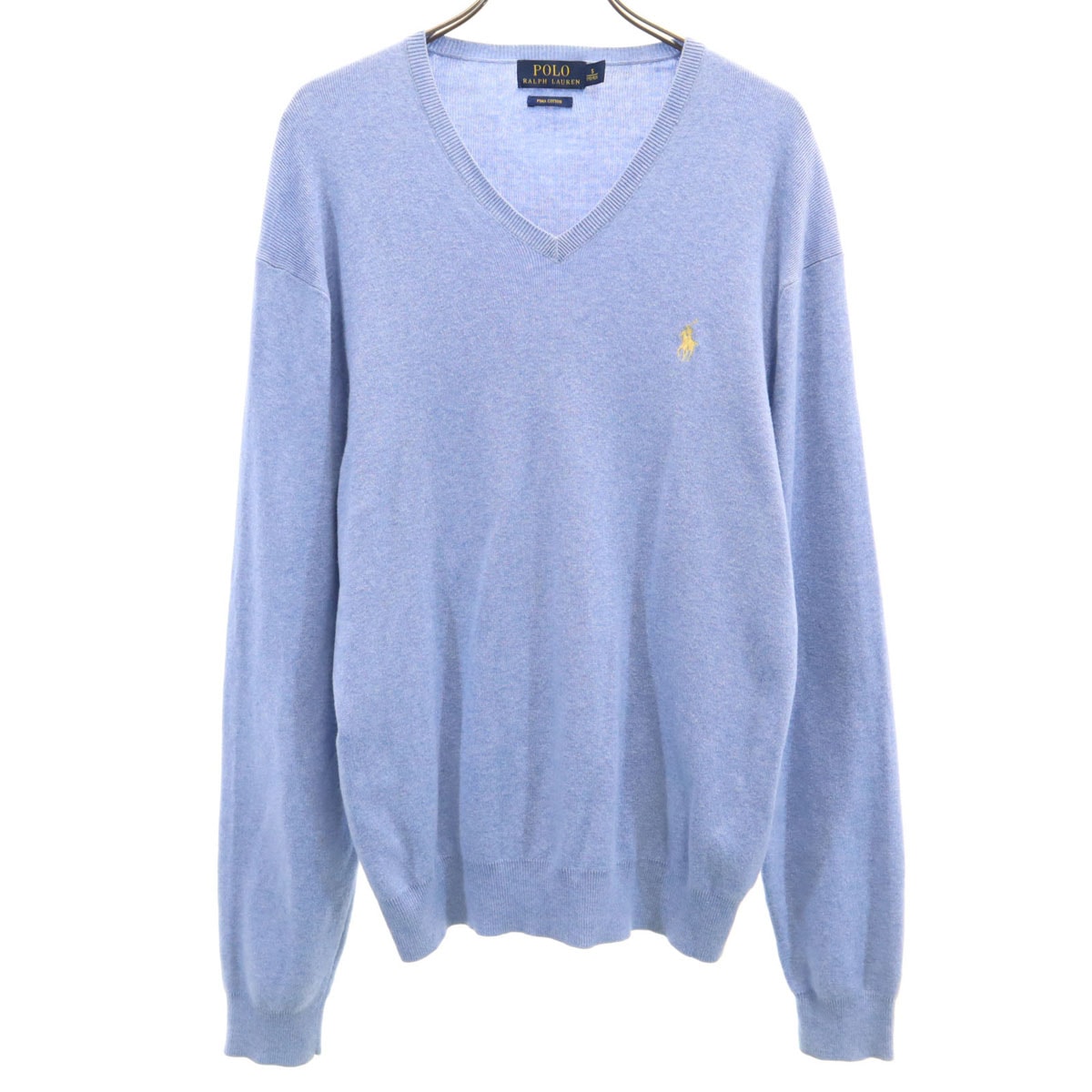POLO RALPH LAUREN ポロラルフローレン 長袖 Vネック ニット S ライトブルー セーター