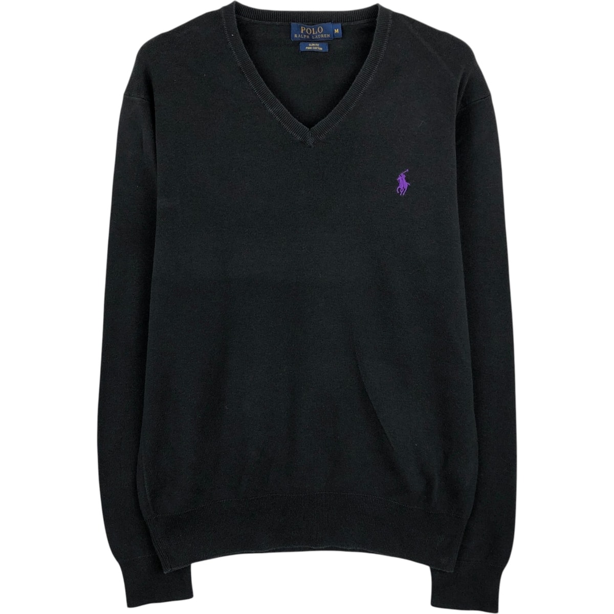 古着 ラルフローレン Ralph Lauren POLO RALPH LAUREN SLIM FIT Vネック コットンニットセーター メンズM相当/eaa617982