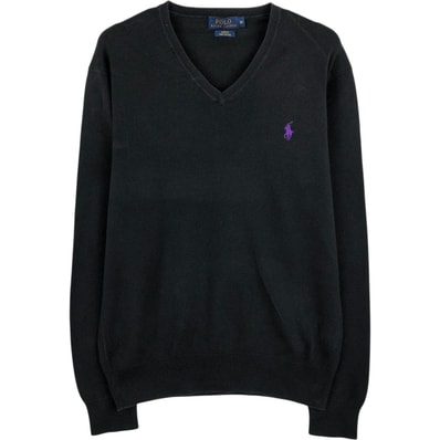 古着 ラルフローレン Ralph Lauren POLO RALPH LAUREN SLIM FIT Vネック コットンニットセーター メンズM相当/eaa617982