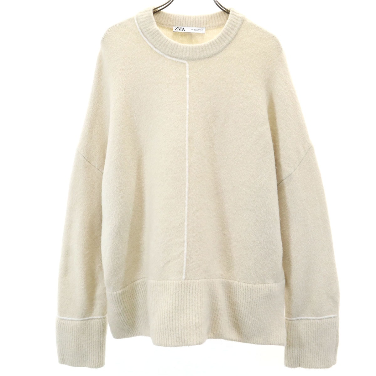 ZARA ザラ 長袖 クルーネック セーター M オフホワイト ニット
