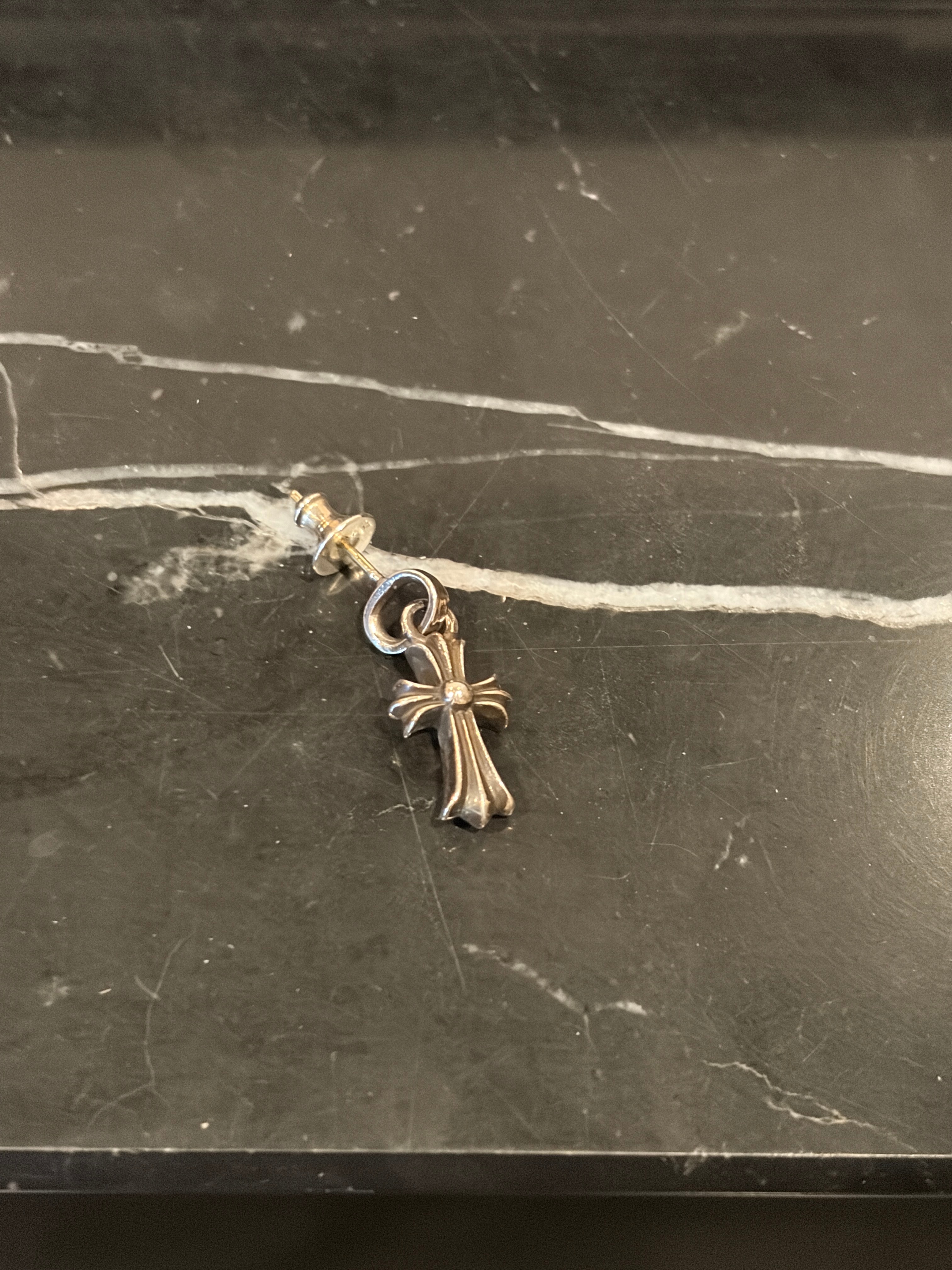 Chrome Hearts CH Cross Baby Fat Earrings "Silver"