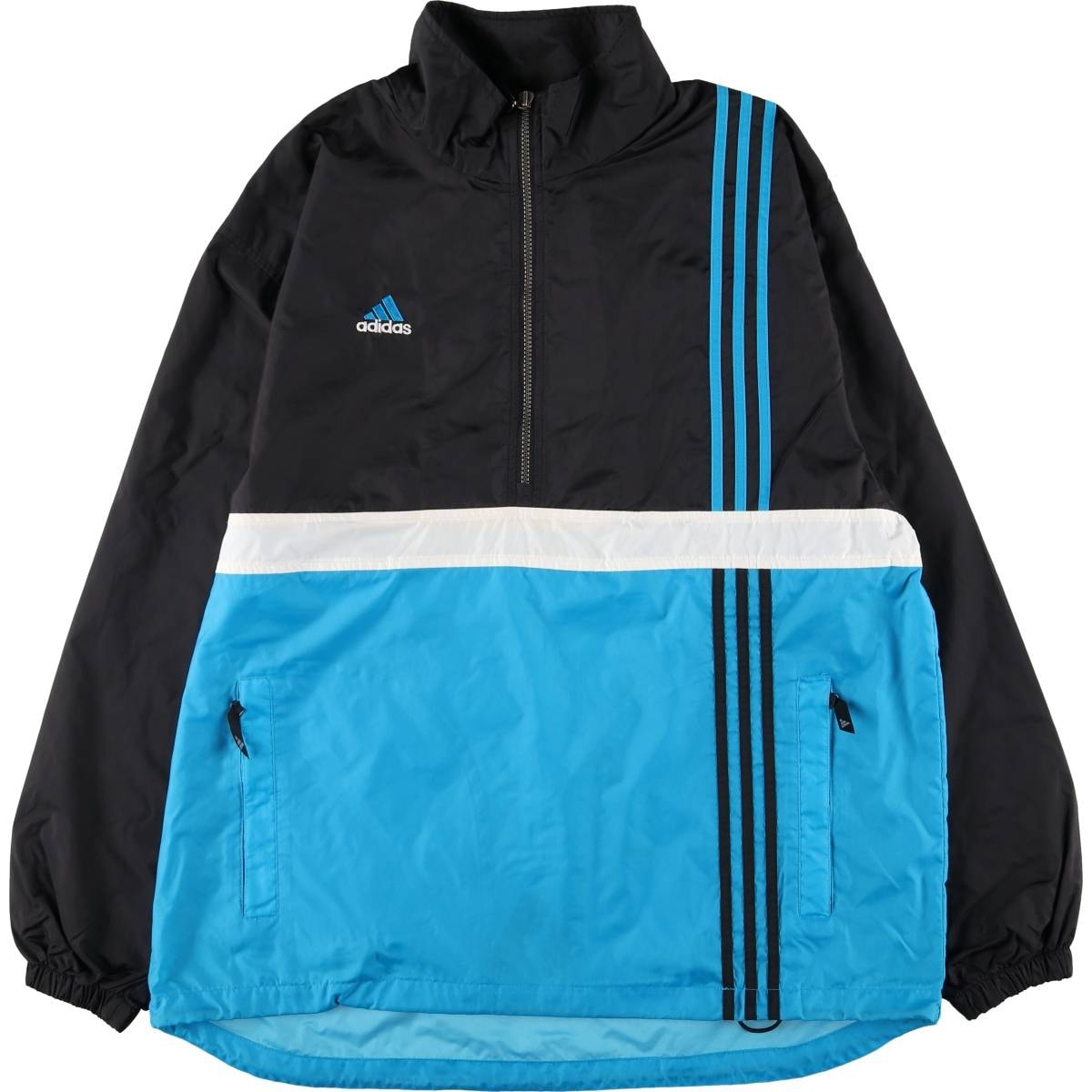 古着 90年代 アディダス adidas ハーフジップ バックロゴ ナイロンプルオーバー メンズL相当 ヴィンテージ/eaa579551