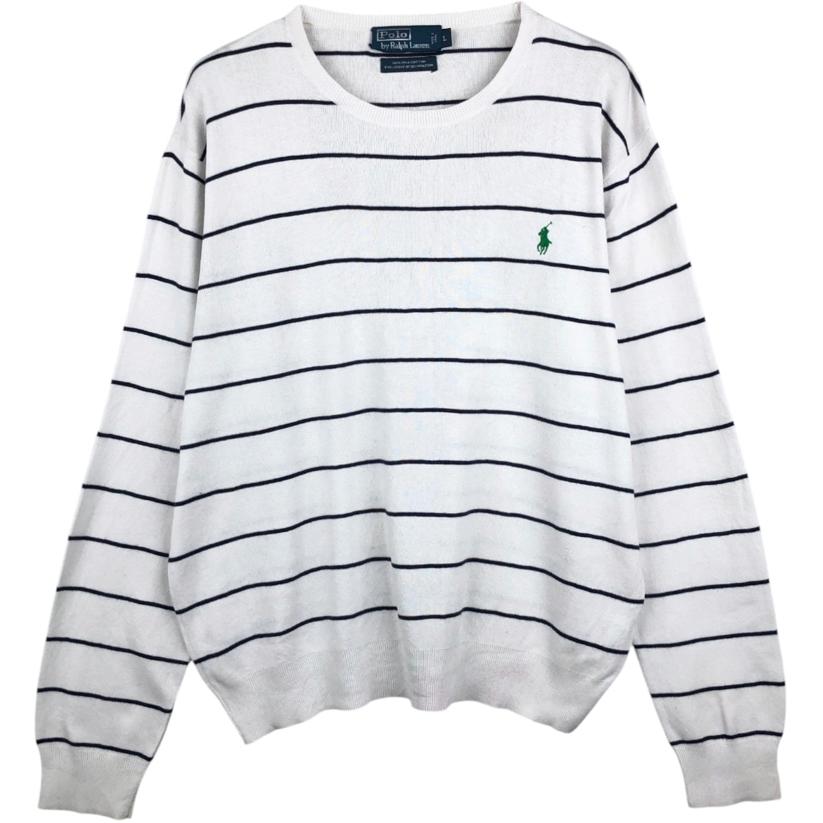 古着 ラルフローレン Ralph Lauren POLO by Ralph Lauren ボーダー柄 コットンニットセーター メンズL相当/eaa684317