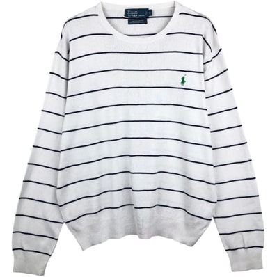 古着 ラルフローレン Ralph Lauren POLO by Ralph Lauren ボーダー柄 コットンニットセーター メンズL相当/eaa684317