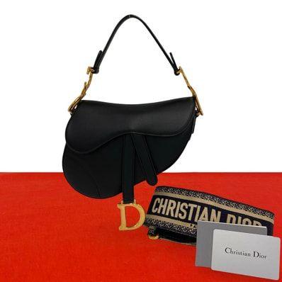 Christian Dior ディオール サドルバッグ キャンバス レザー ショルダーバッグ ブラック
26156