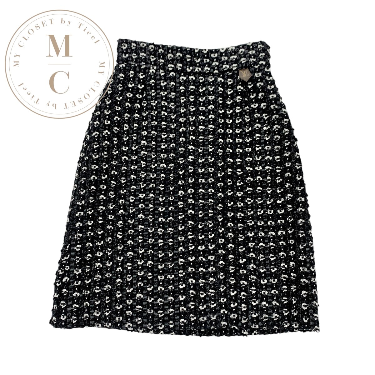 ルイヴィトン LOUIS VUITTON ボトムス ブラック ホワイト シルバー モノグラム ミドルスカート