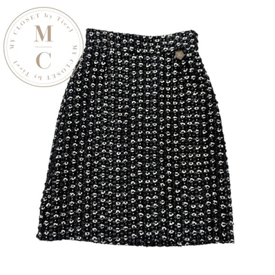 ルイヴィトン LOUIS VUITTON ボトムス ブラック ホワイト シルバー モノグラム ミドルスカート