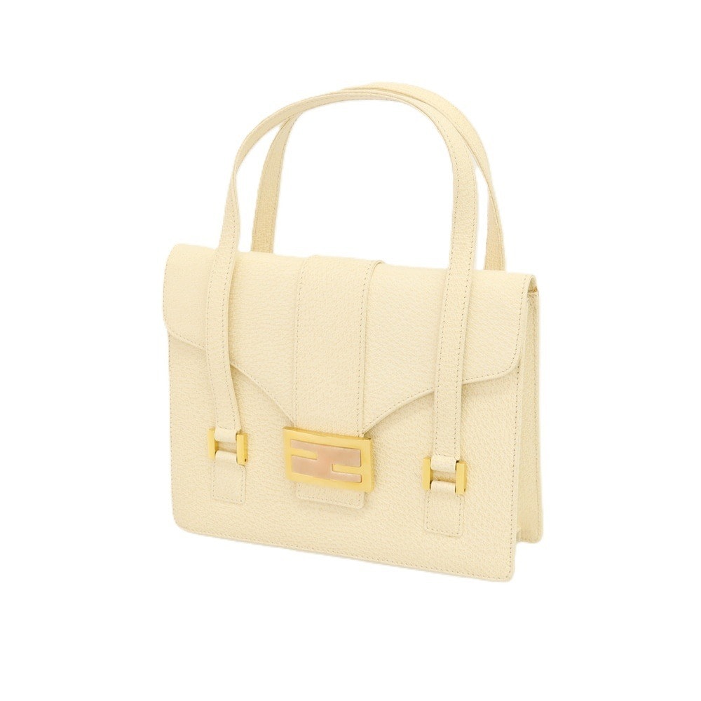 【中古】フェンディ FENDI 2001年モデル チンギアーレ ハンドバッグ ライトベージュ【WxH18xD6】【レディース】