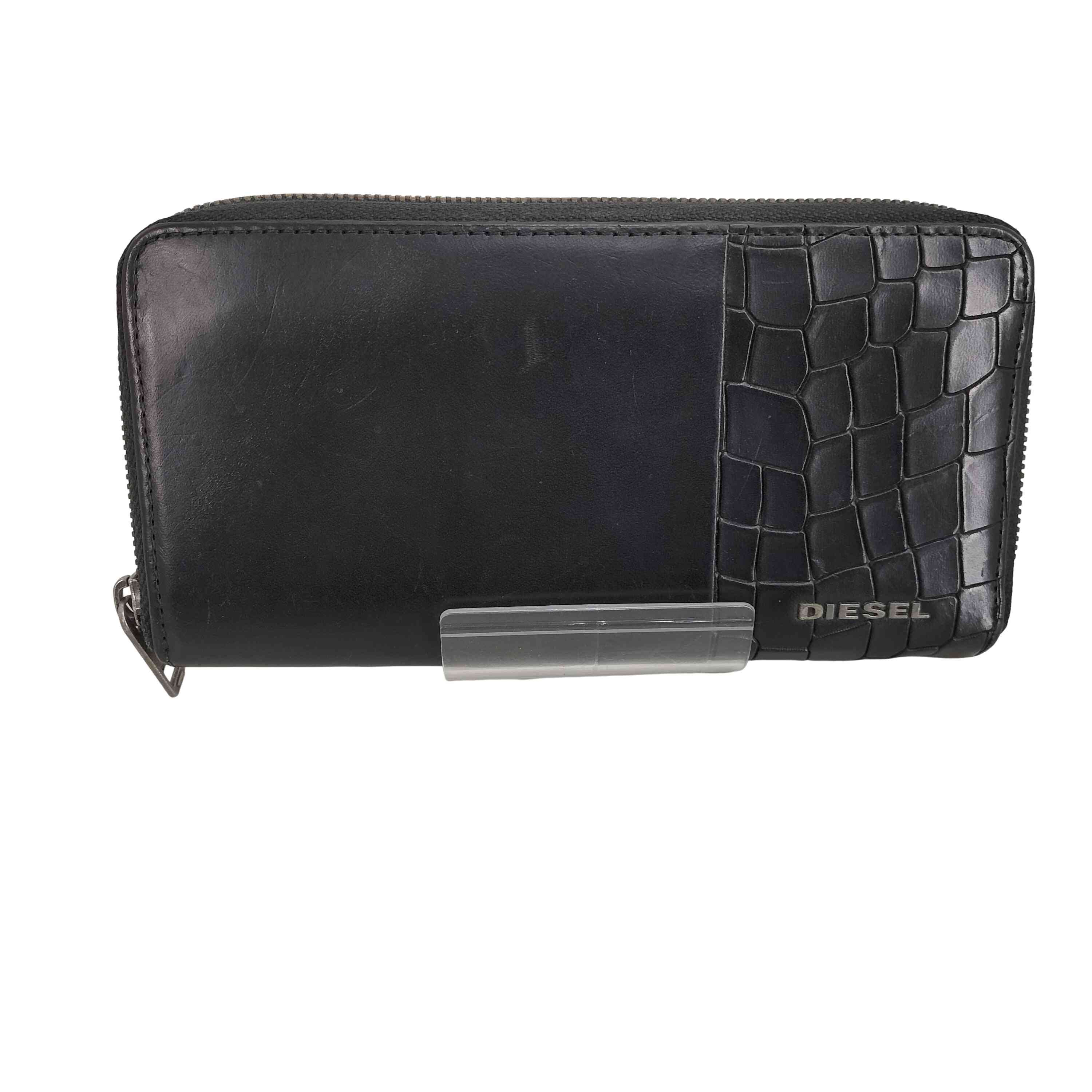 ラウンドジップ レザー メタルロゴ クロコ型押し 切替 長財布【1140945454861】