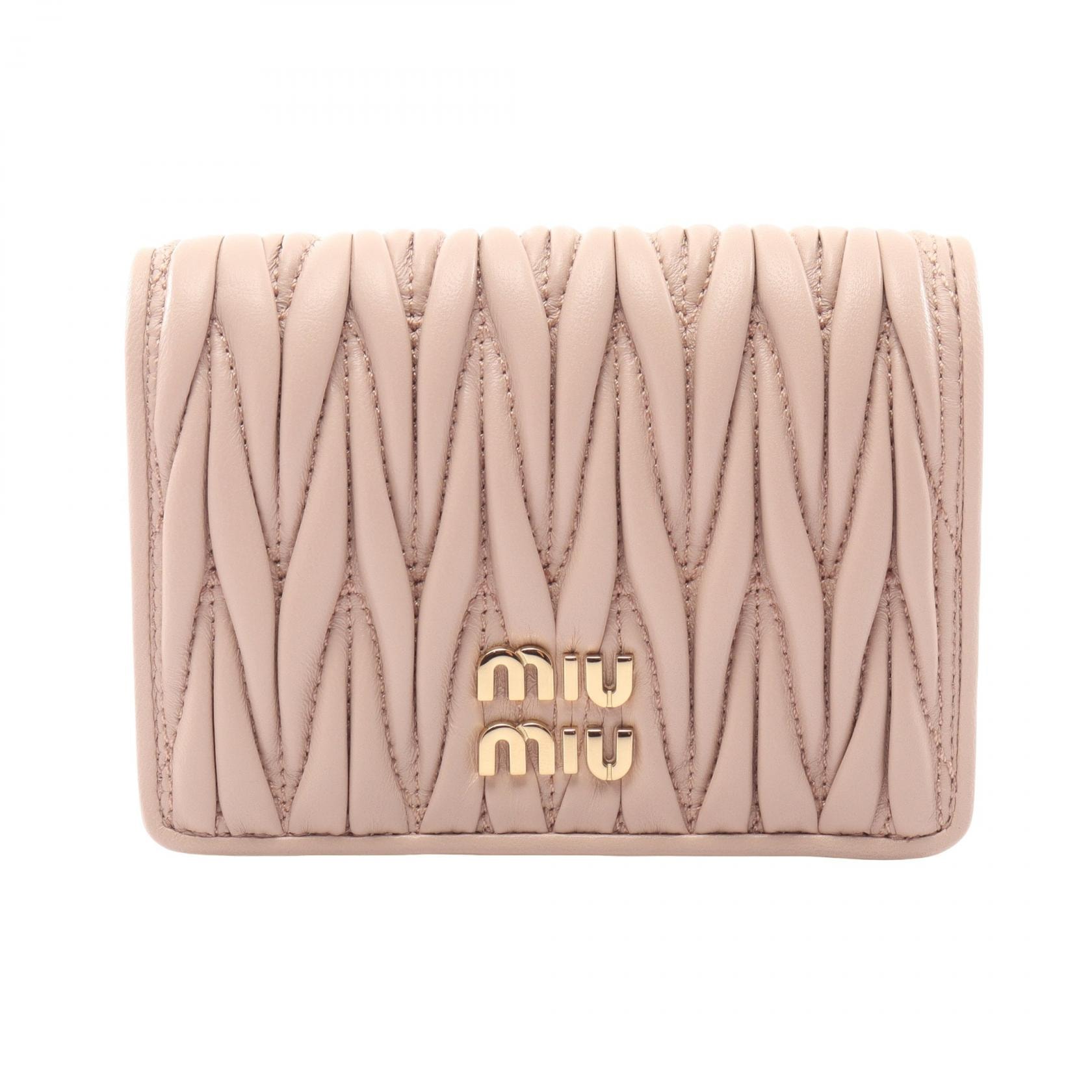 ミュウ ミュウ Miu Miu MATELASSE'MIU マテラッセ 二つ折り財布 財布 レザー レディース ピンク系 5MV021AFPPF0236 【新品】