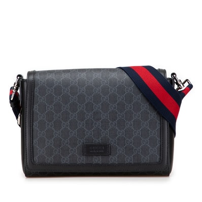 グッチ GGスプリーム ショルダーバッグ クロスボディバッグ 771167 ブラック PVC レザー レディース GUCCI 【中古】