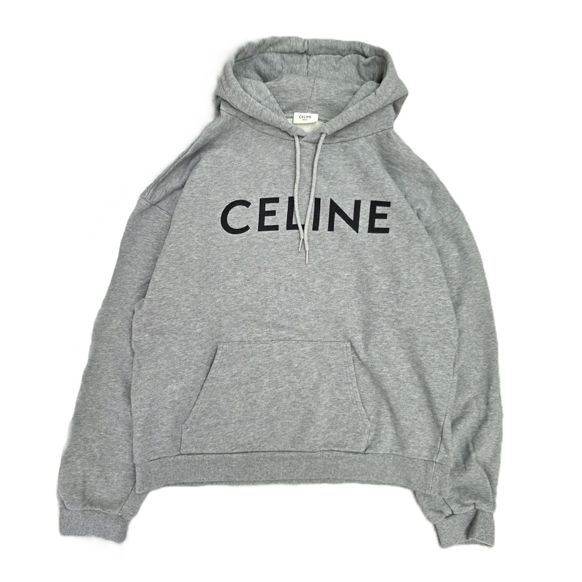CELINE 셀린느 클래식 로고 루즈 오버사이즈 풀오버 후디 2Y321670Q XXL 코튼 그레이 남성용 [중고]