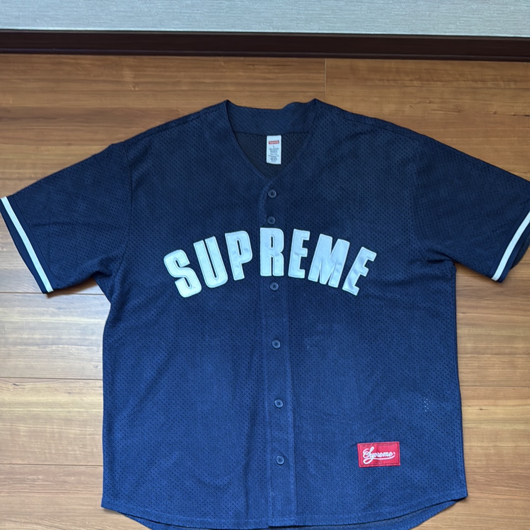 シュプリーム ウルトラスウェード メッシュ ベースボール ジャージー "ネイビー"