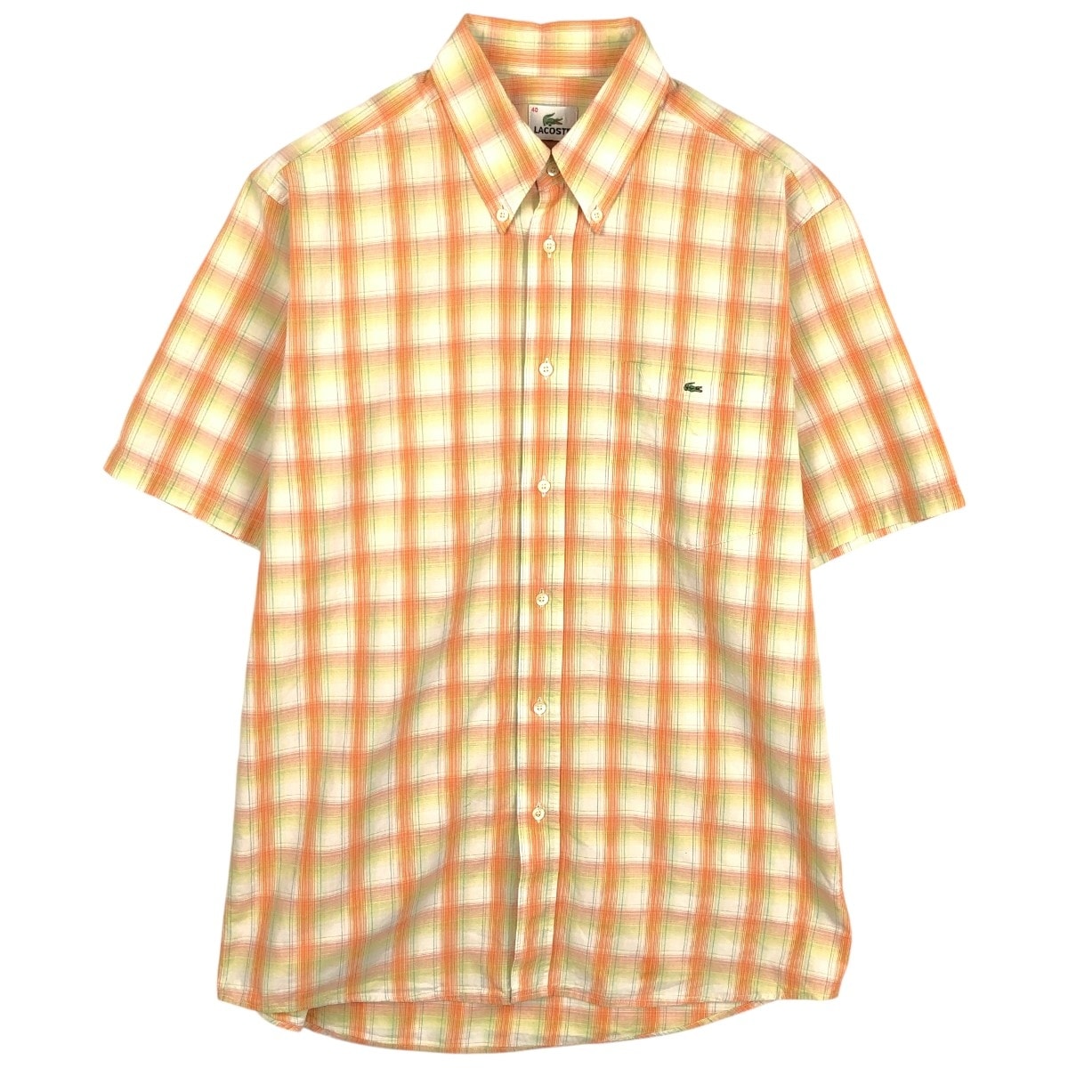 古着 ラコステ LACOSTE 半袖 ボタンダウン チェックシャツ 40 メンズM相当/eaa668777