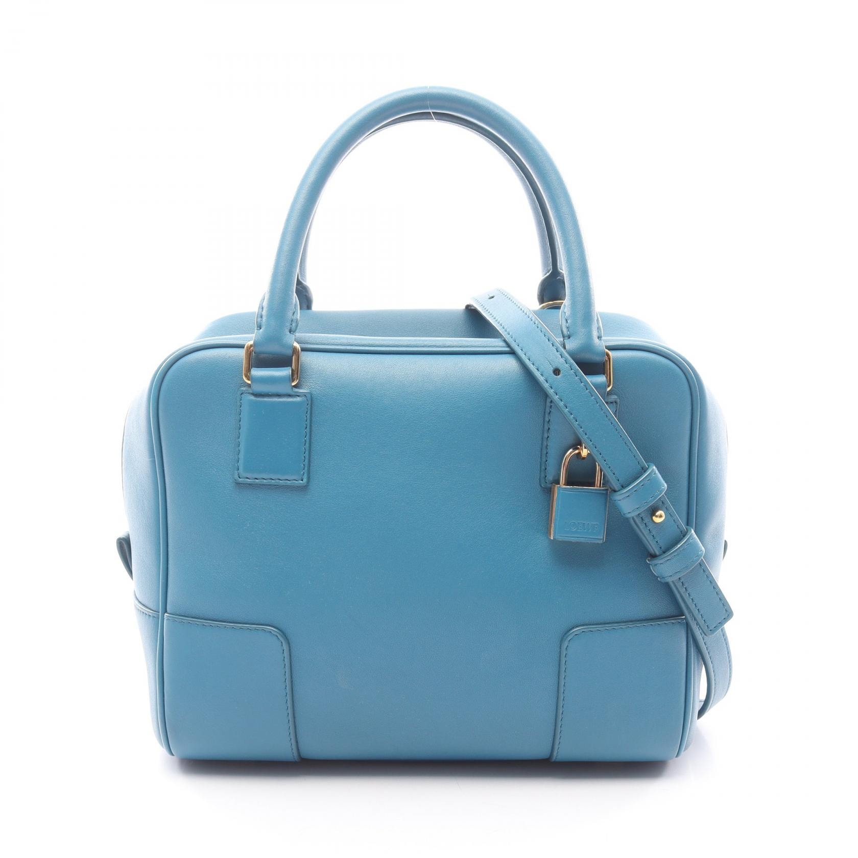 ロエベ LOEWE アマソナ19 スクエア 2WAY ハンドバッグ バッグ レザー レディース ブルー系 【中古】