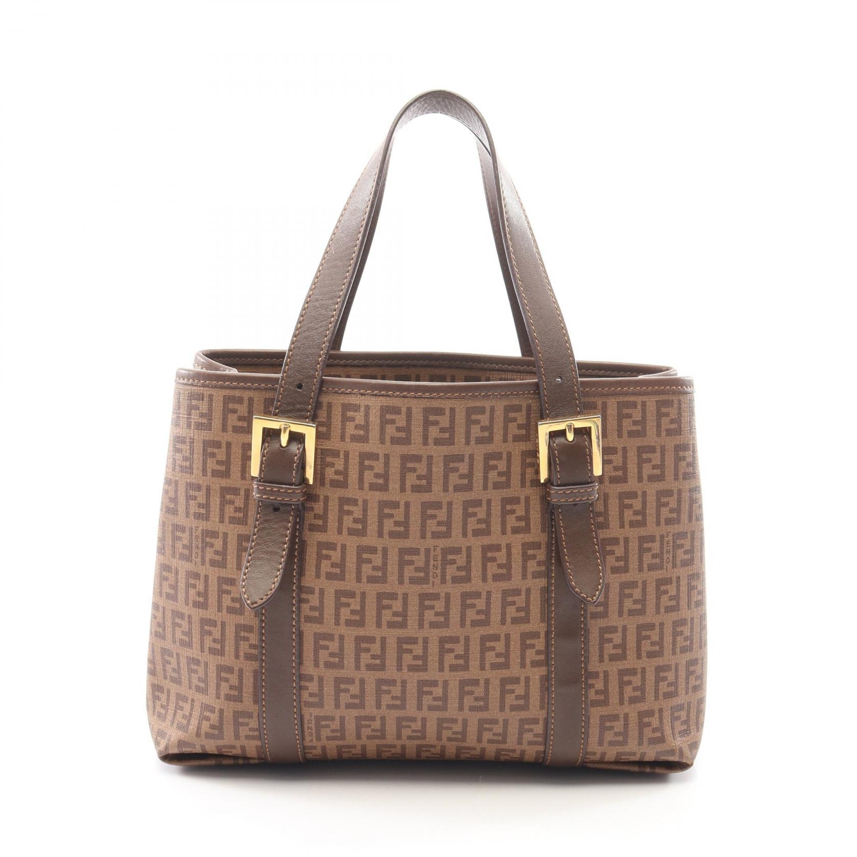 フェンディ FENDI ズッキーノ トートバッグ バッグ PVCコーティングキャンバス レザー レディース ブラウン系 【中古】
