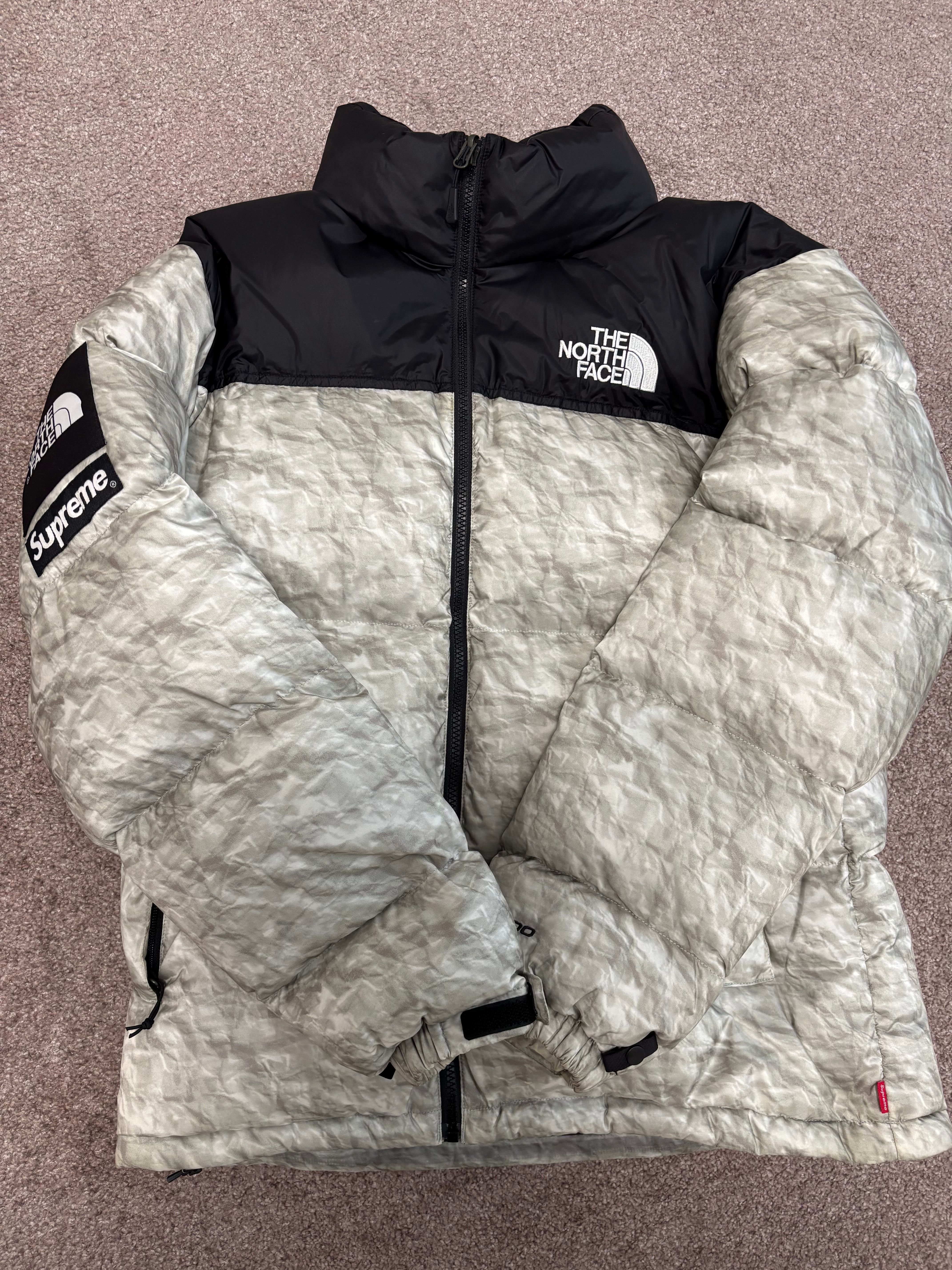 Supreme x The North Face Nuptse Jacket "White Paper Print"