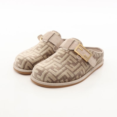 フェンディ FENDI Fendi Feel FF柄 ミュール 靴 スウェード ファブリック レディース ベージュ系 【中古】