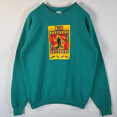 古着 80's/80年代 ヴィンテージ フルーツオブザルーム FRUIT OF THE LOOM USA製 スウェット クルーネック トレーナー ラグラン プリント XL グリーン系 メンズ