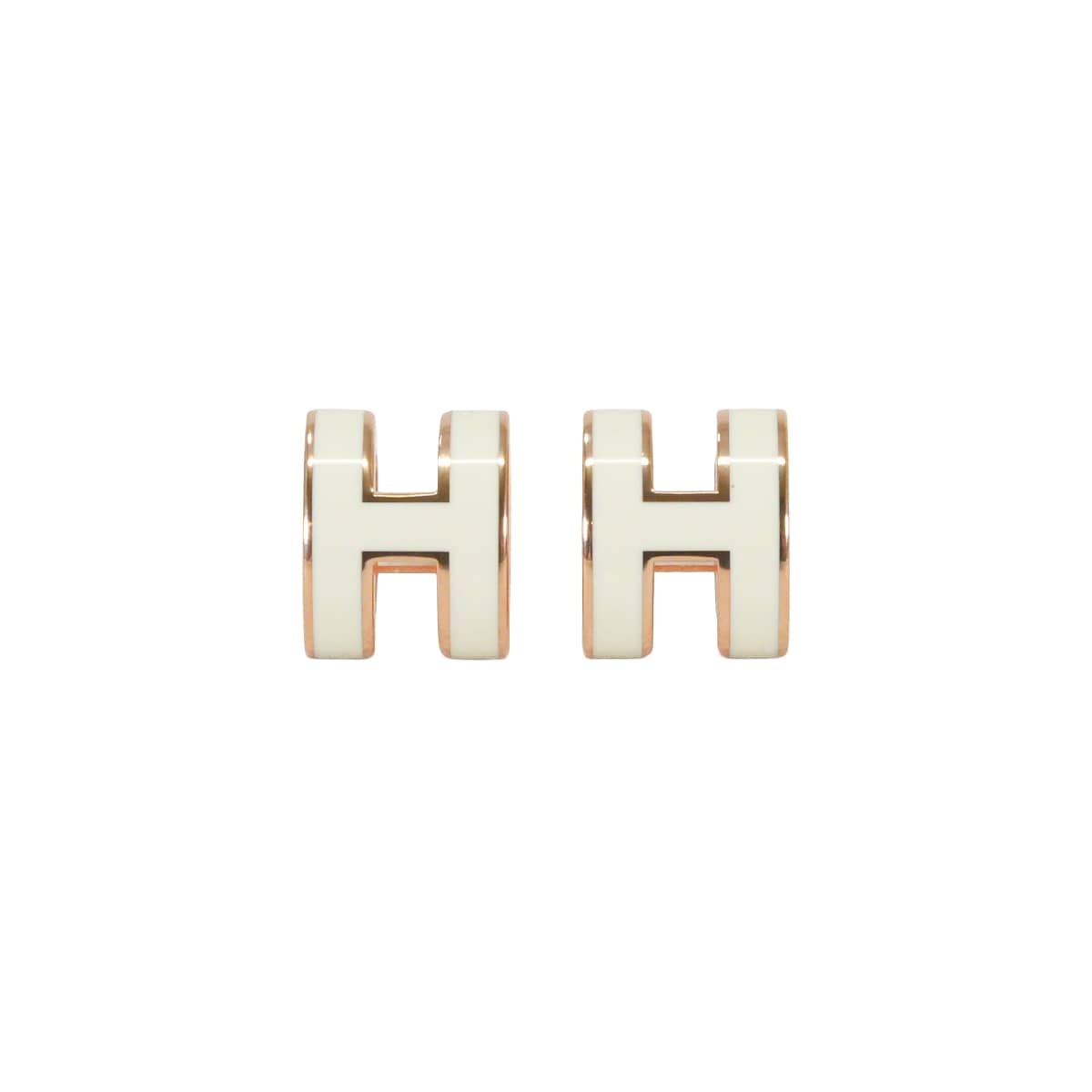 HERMES エルメス ピアス ミニ ポップアッシュ イヤリング 白 (ホワイト) ローズゴールドプレーテッド/ラッカー 新品