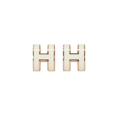 HERMES エルメス ピアス ミニ ポップアッシュ イヤリング 白 (ホワイト) ローズゴールドプレーテッド/ラッカー 新品