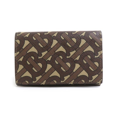 バーバリー BURBERRY 三つ折り財布 PVCコーティングキャンバス ブラウン ユニセックス【中古】 56078k