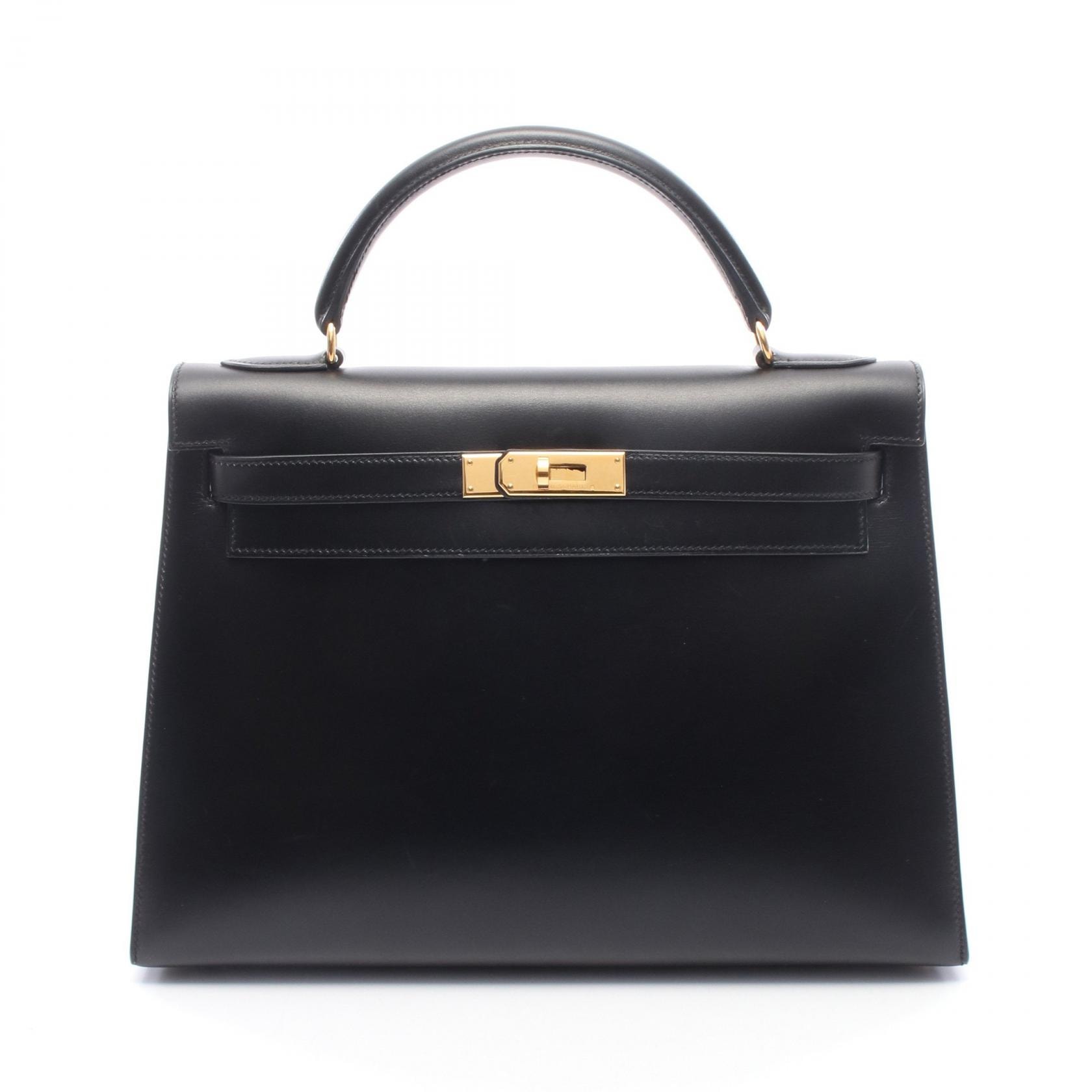 エルメス HERMES ケリー32 外縫い 2WAY ハンドバッグ バッグ カーフ(牛革) ボックスカーフ □B刻印(1998年製造) レディース ブラック系 【中古】