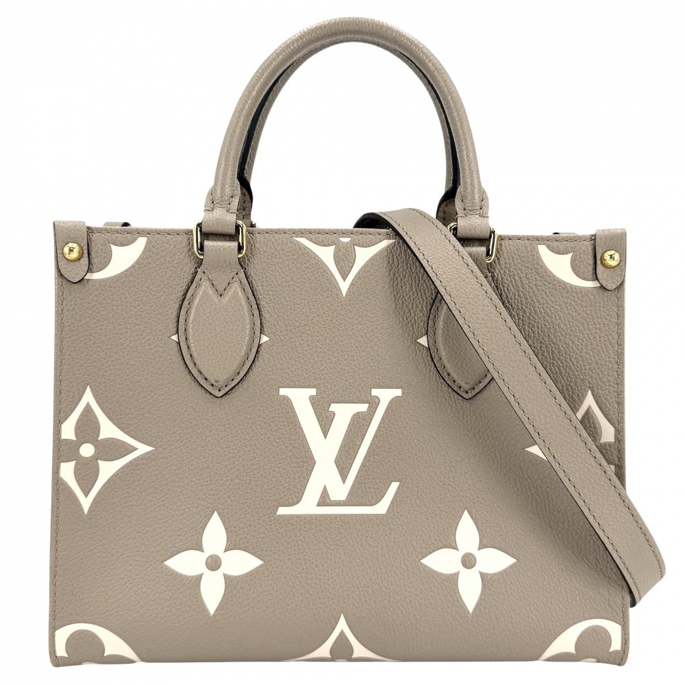 LOUIS VUITTON ルイヴィトン 2WAY モノグラムアンプラント オンザゴーPM ハンドバッグ ショルダーバッグ 肩掛け 斜め掛け ベージュ M45779    トゥルトレールクレーム ゴールド金具 レディース 美品【中古品】