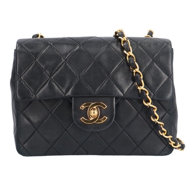 シャネル ミニマトラッセ ショルダーバッグ ラムスキン A01115 ブラック レディース CHANEL 中古
