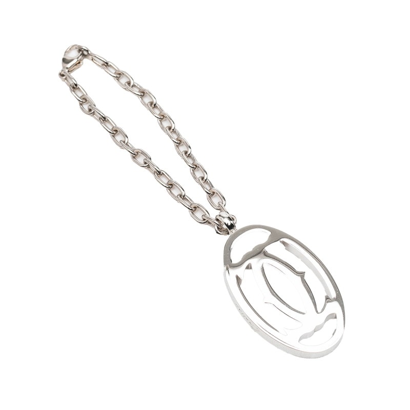 カルティエ 2C ロゴ チャーム キーホルダー シルバー メタル レディース CARTIER 中古