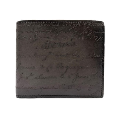 BERLUTI ベルルッティ マコレ フラップ コンパクトウォレット メンズ 二つ折り財布 グレー ブラック