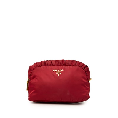 プラダ ポーチ ワインレッド ナイロン レディース PRADA 【中古】