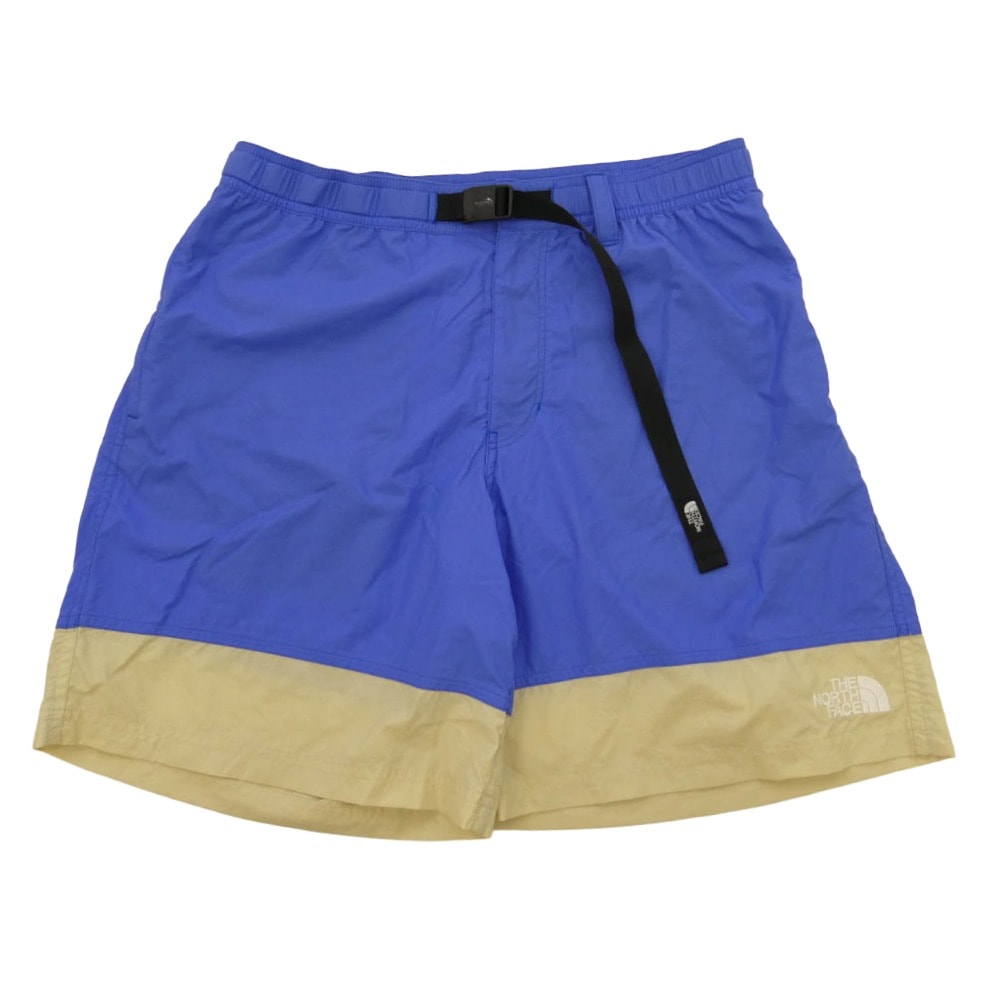 THE NORTH FACE ノースフェイス NB42334 Nuptse Short ヌプシ ショーツ ウェビングベルト付き ショートパンツ ブルー系 アイボリー系 XL【中古】