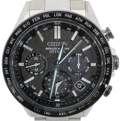 CITIZEN シチズン 時計 CC4058-67X ATTESA ACT Line アテッサ スーパーチタニウム エコドライブ ウォッチ 腕時計 シルバー系 ブラック系【中古】