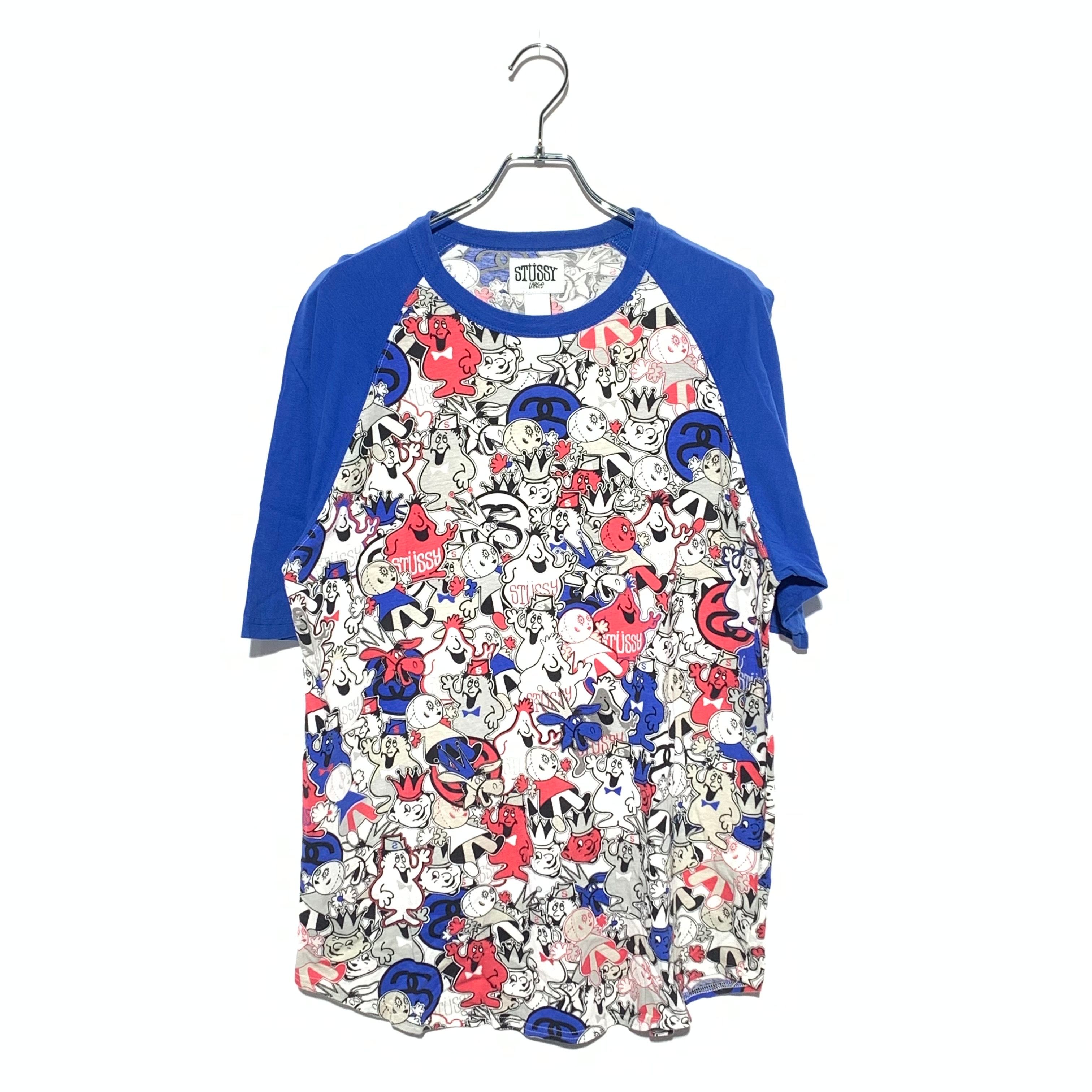 STUSSY character  graphic raglan Tee mulch color×Blue