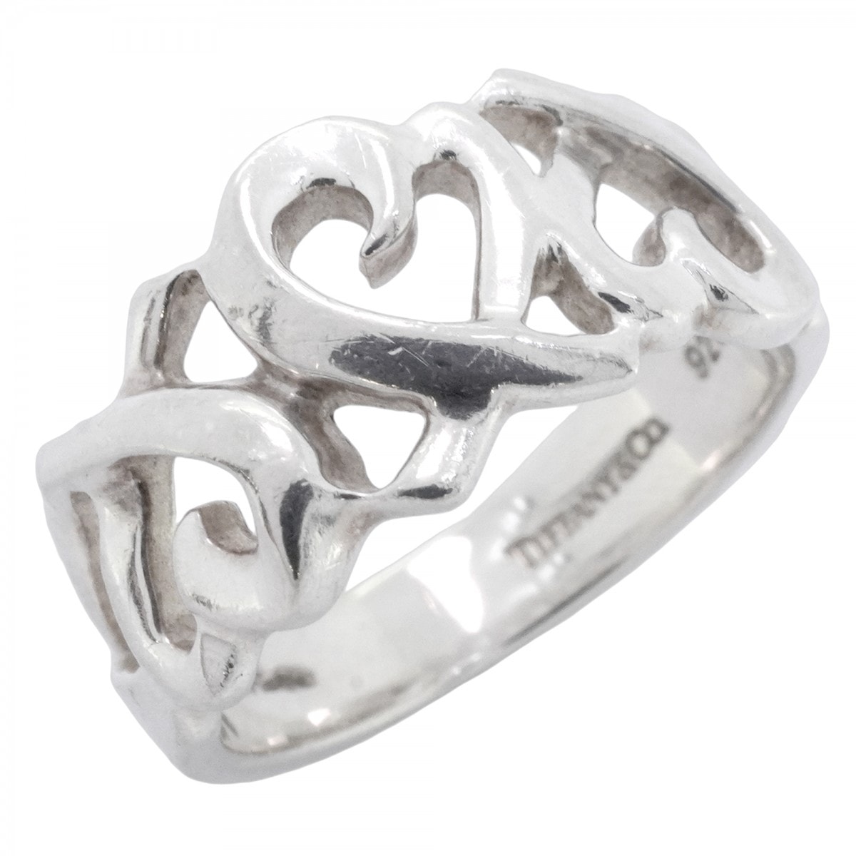 【6jcb0942-k】ティファニー リング トリプルラビングハート シルバー925 9号【中古】レディース