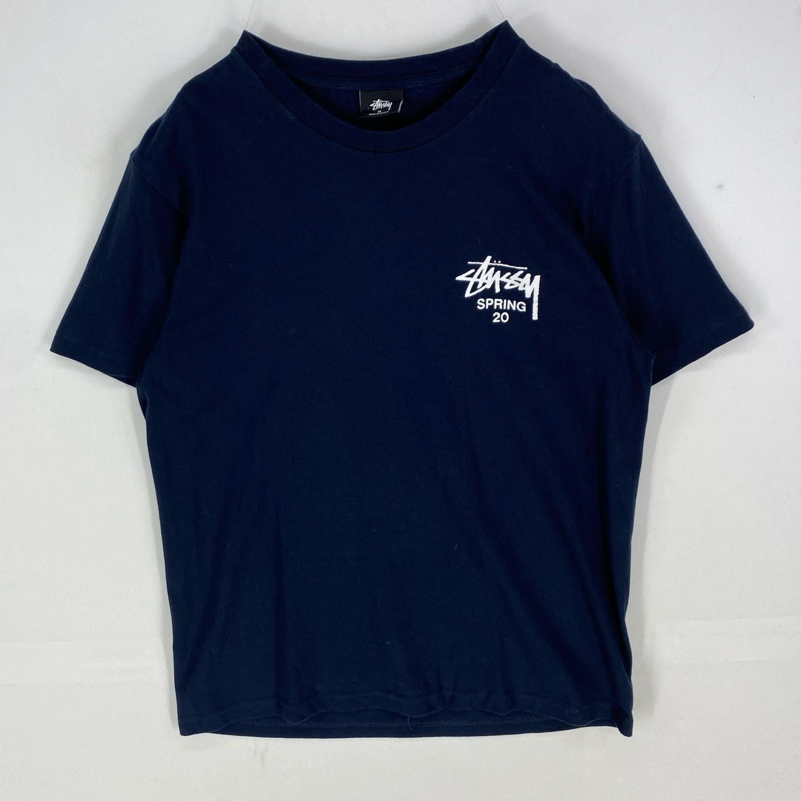 古着 ステューシー STUSSY 半袖Tシャツ クルーネック SPRING 20 ショートスリーブ M  ブラック系 両面プリント メンズ